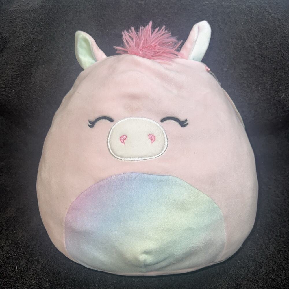 NWT Squishmallows Pandora Pig Plush Toy, Medium, Pink White Blue, 2021, Washable